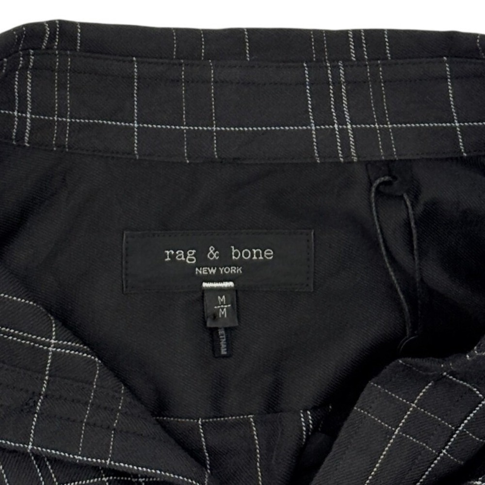 Rag & Bone Plaid Button Down Shirt Black Cotton Stretch Western Yoke Men's M NWT - Picture 4 of 8